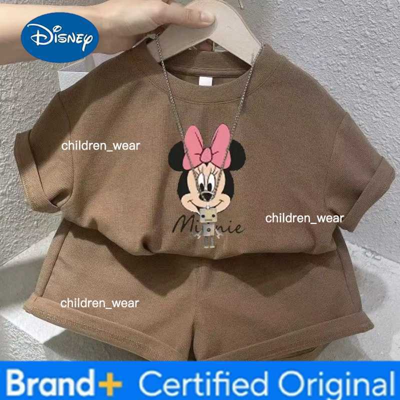 Disney Summer Baby Girls Clothes Set Kid Fashion Printed T-Shirts And Shorts 2pcs Suit Children Short Sleeve Top Bottom Outfits H260305