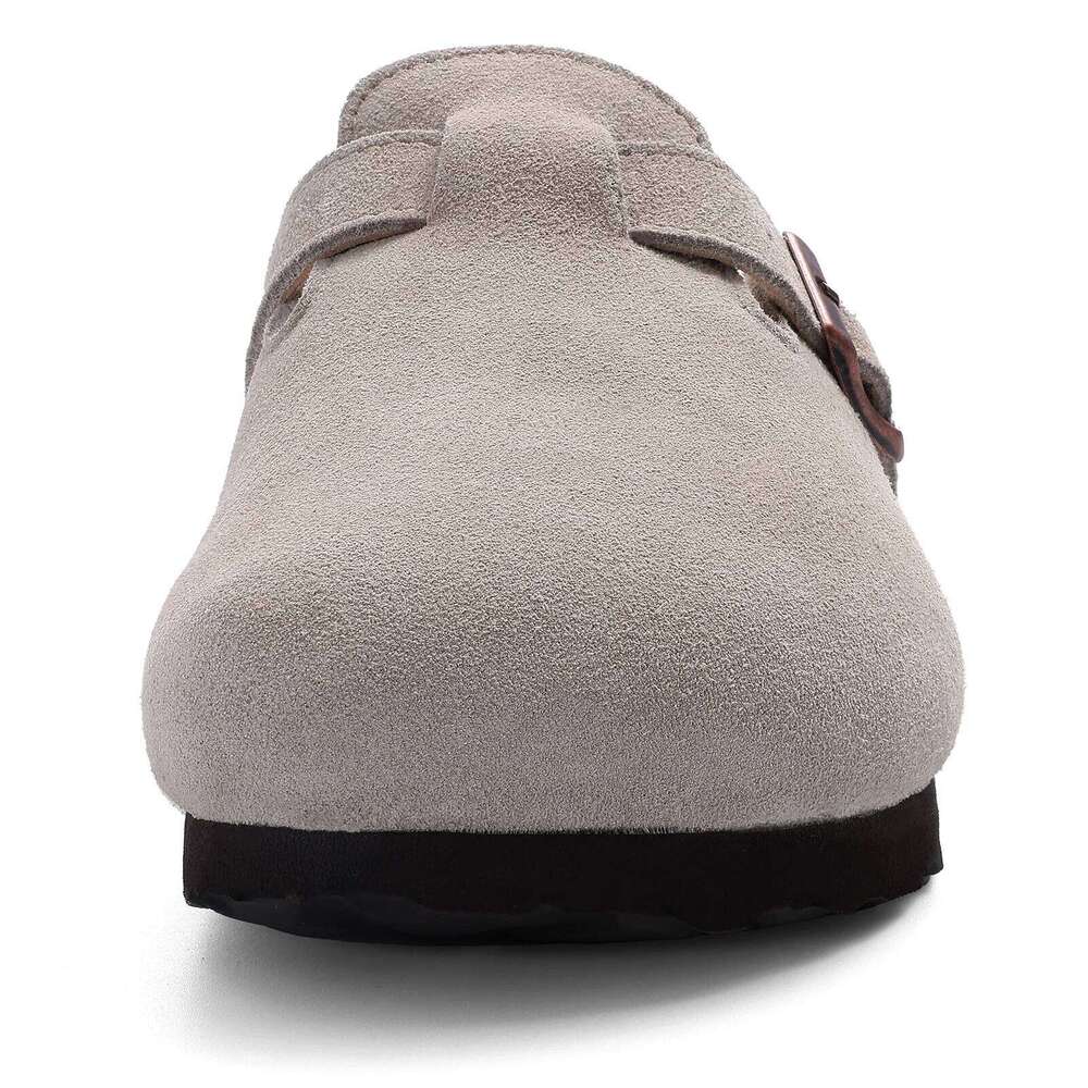 Kidmi Winter Suede Fashion Fuzzy Cork Clogs Shoes Casual Antiskid Fur Slippers With Arch Support Men Mules