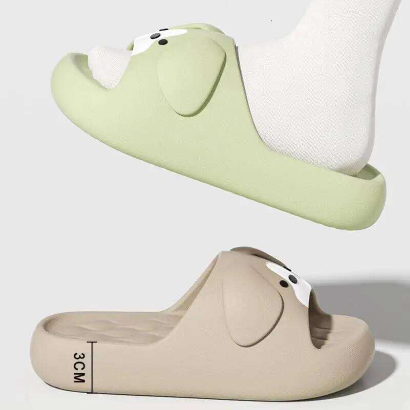 Soft EVA Indoor Bathroom Slippers For Women Men Summer House Shoes Light Weight Cute Cartoon Dog Couples Home Beach Slides