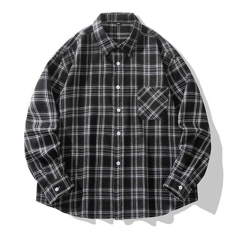 2025 New Mens Checkered Shirt Spring and Autumn Long Sleeve Slimming Shirt Korean Mens Best Selling Fashion Trend Top M260305