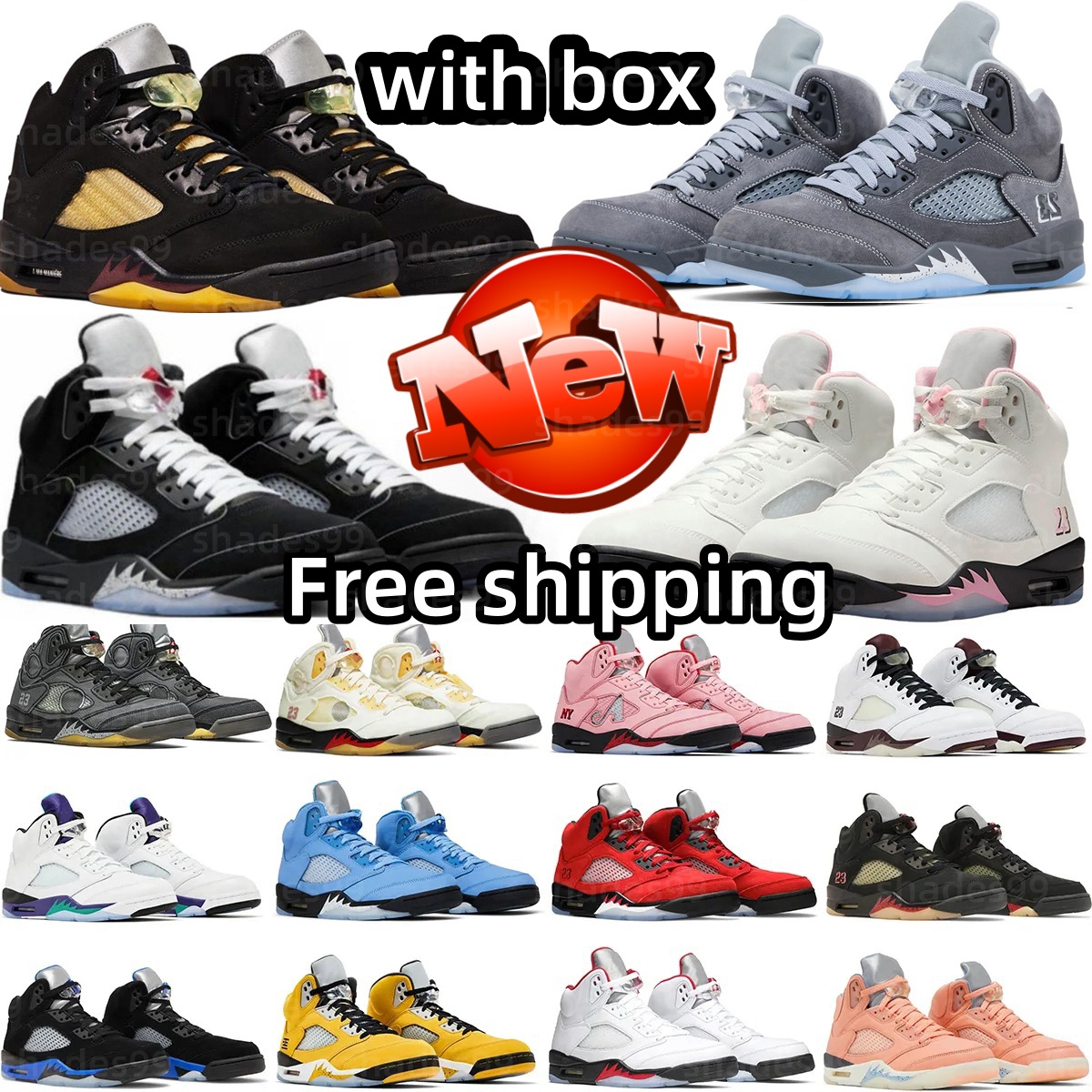 Free shipping Designer Men Women 5 Baketball Shoe 5 Black Cat Olive Navy Georgetown Aqua UNC Lucky Green Concord Racer Blue Raging Bull Sail Burgundy Trainer Wolf Grey