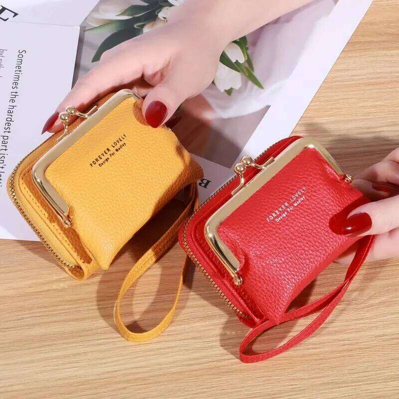 Women's Fashion Wrist Strap Short Zero Wallet Large Capacity Coin Multiple Positions Card Bag Money Clip C260304