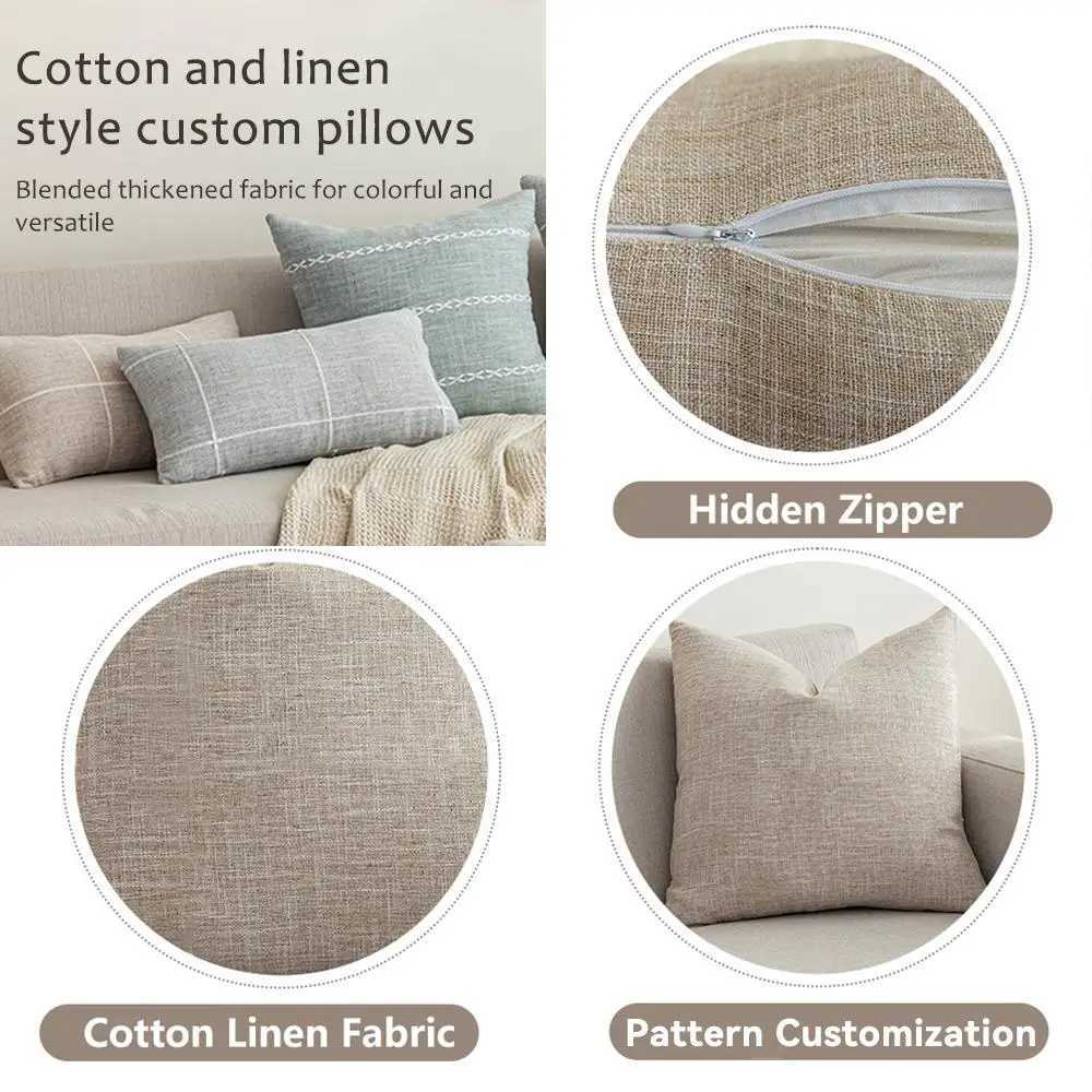 Camellia Luxury Cushion Cover | Natural Linen Fabric | Double-Sided Print | Sofa Home Decor Pillow CaseT260305