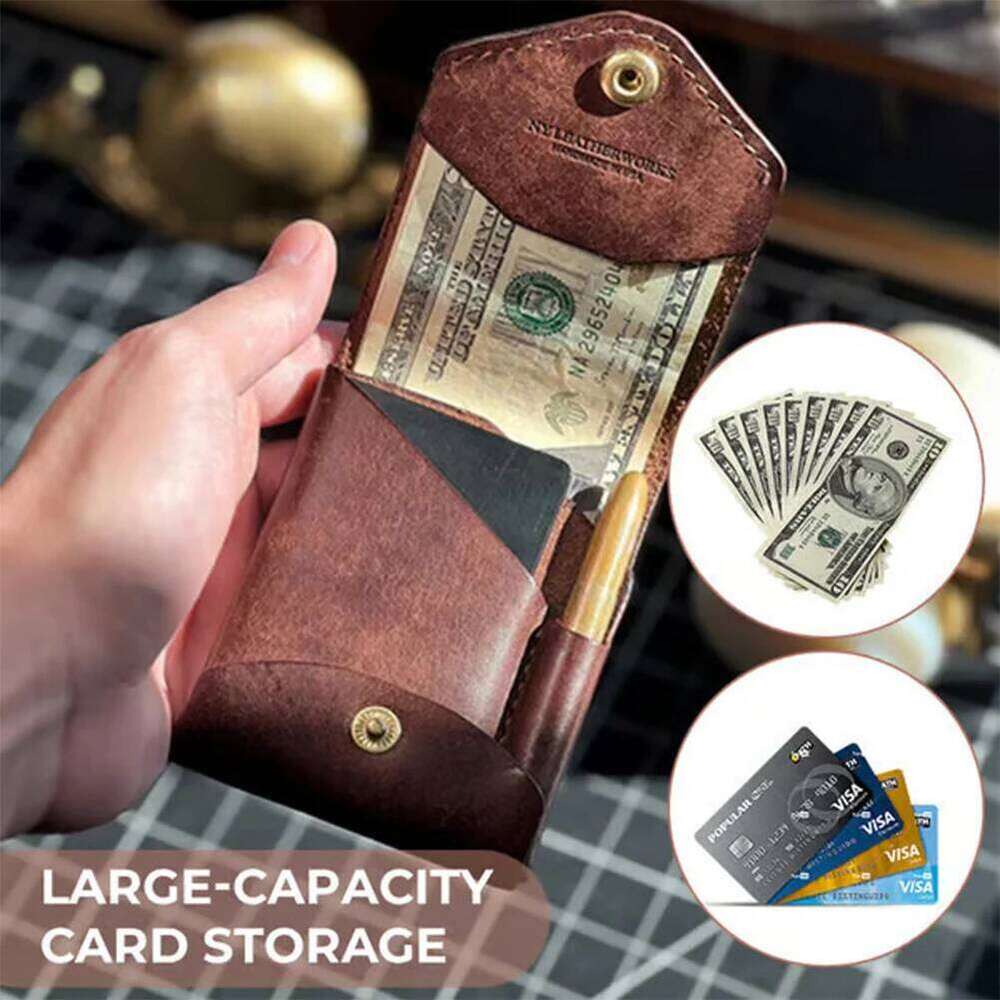 Multifunctional Compact Wallet Bi-Fold ID Clip Case with Money Pocket Leather Card Holder for Graduation Gift and Daily Use C260304