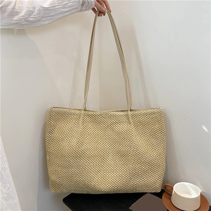 Outdoor Beach Straw Ladies Shoulder Bag Large Capacity Handmade Weaving Bag Summer Womens Shopper Handbag 260303