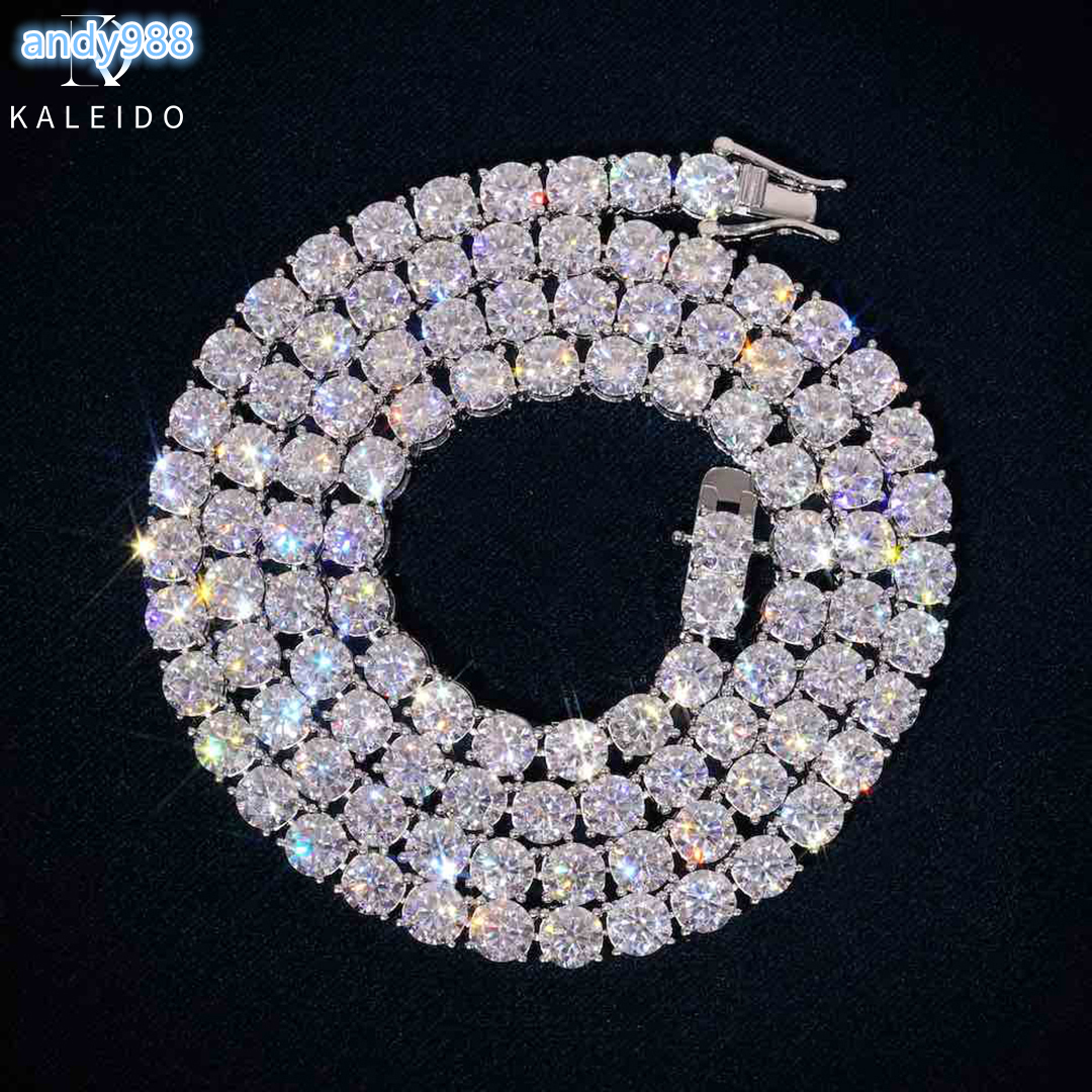 Kaleido Factory Price 925 Sterling Silver Moissanite VVS D Color Tennis Chain 5mm Moissanite Diamond Tennis Necklace Bracelet