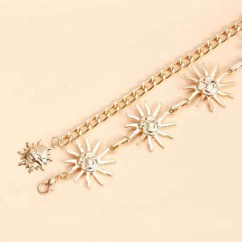 Boho Gold Color Sun Waist Belly for Women Summer Sexy Bikini Belt Adjustable Body Chain Festival Jewelry Accessories S260304