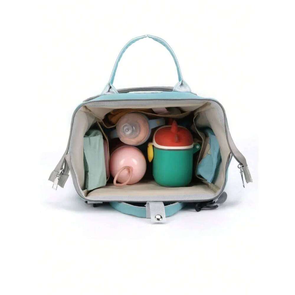 Bear Print Backpack Mom Dad, Fashionable Mommy with Insulate Pocket, Large Capacity Diaper Bag for Boy Girl Z260304