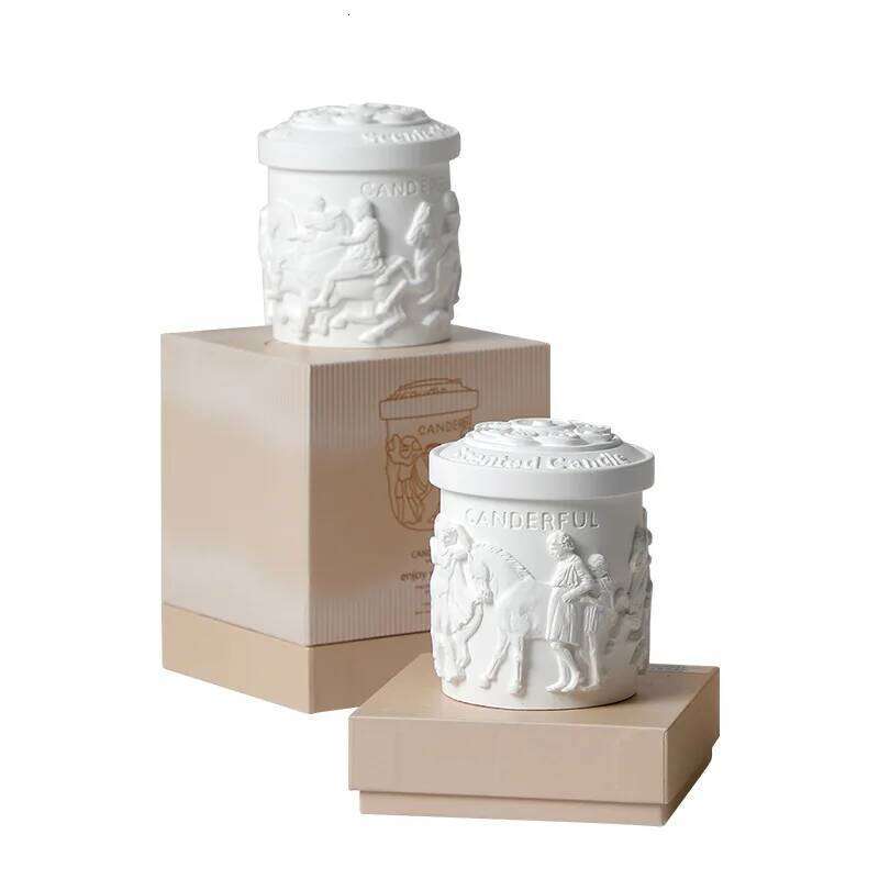 Luxury The Parthenon Sculpture Jar Aromatherapy Candle Plaster Cup Soy Wax Plant Essential oils Candles Home Decoration W260304 W260305
