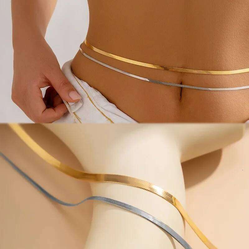 Double Triple Layer Snake Bone Chain for Women Girls Punk Gold Silver Color Belly Waist Chains Jewelry Party Gifts S260304
