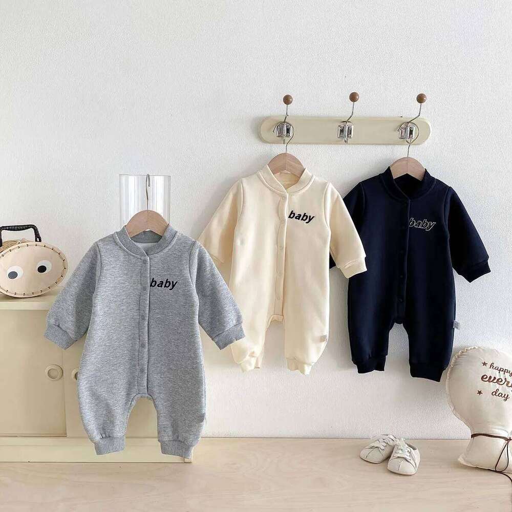 Autumn Jumpsuit, 2025 New Korean Version Children's Clothing, Baby Hoodie with Fleece, Newborn Clothes Z260304