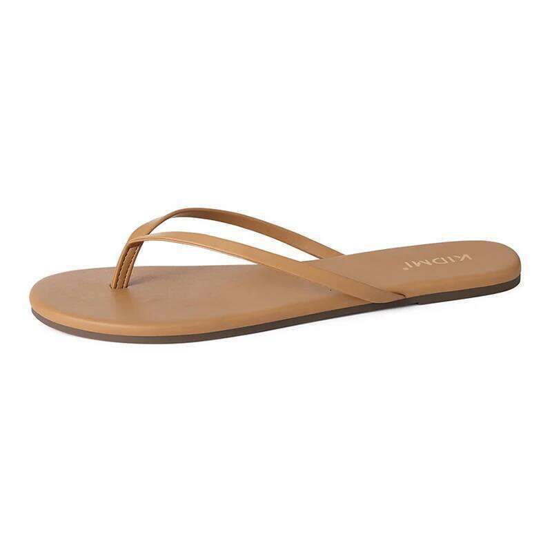 Kidmi 2026 Vegan Leather Flat Women's Summer Flip Flops for Beach Comfortable Slip-On Sandals in Trendy Colors
