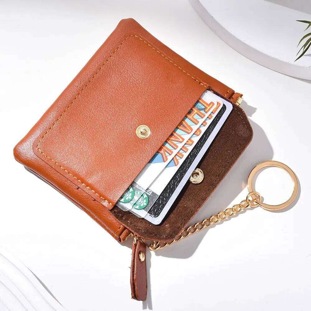 1PC New Fashion Women's Pu Leather Mini Short Zipper Coin Credit Card Keychain Wallet C260304