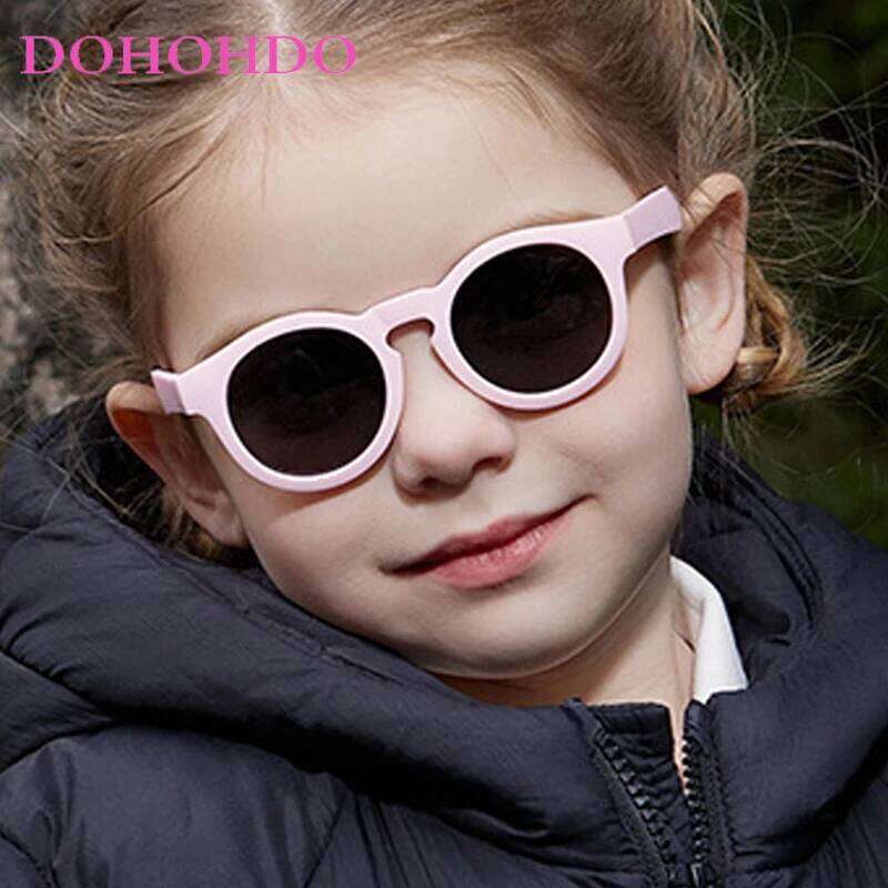 Silicone Flexible Kids Sunglasses Oval 3-10 Baby Sun Glasses Outdoors Polarized Anti UV Child Eyeglasses With Strap Neck Cord Z260305