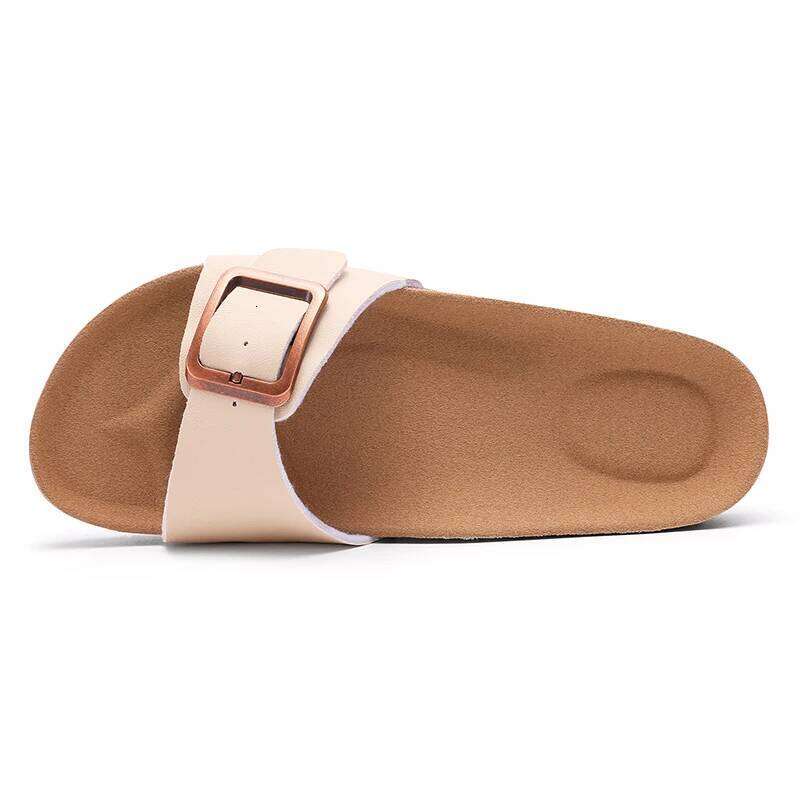 Kidmi Slippers Summer Clogs Cork Mules Beach Slides With Double Buckle Outdoor Women Flat Sandals