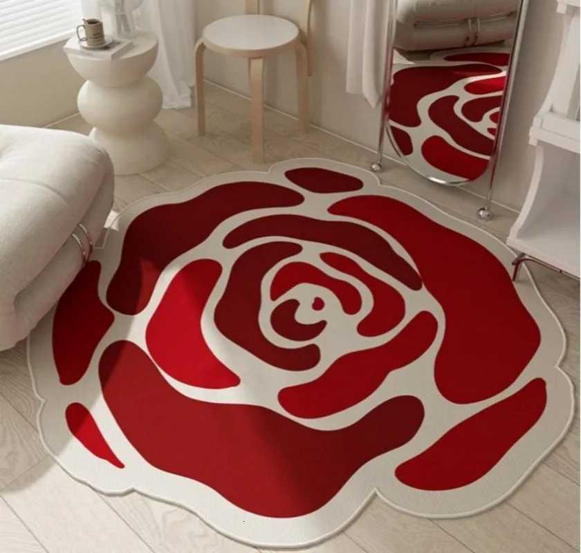 Camellia-shaped Crystal Velvet Carpet Non-Slip Dirt Resistant Easy Care for Living Room BedroomT260305