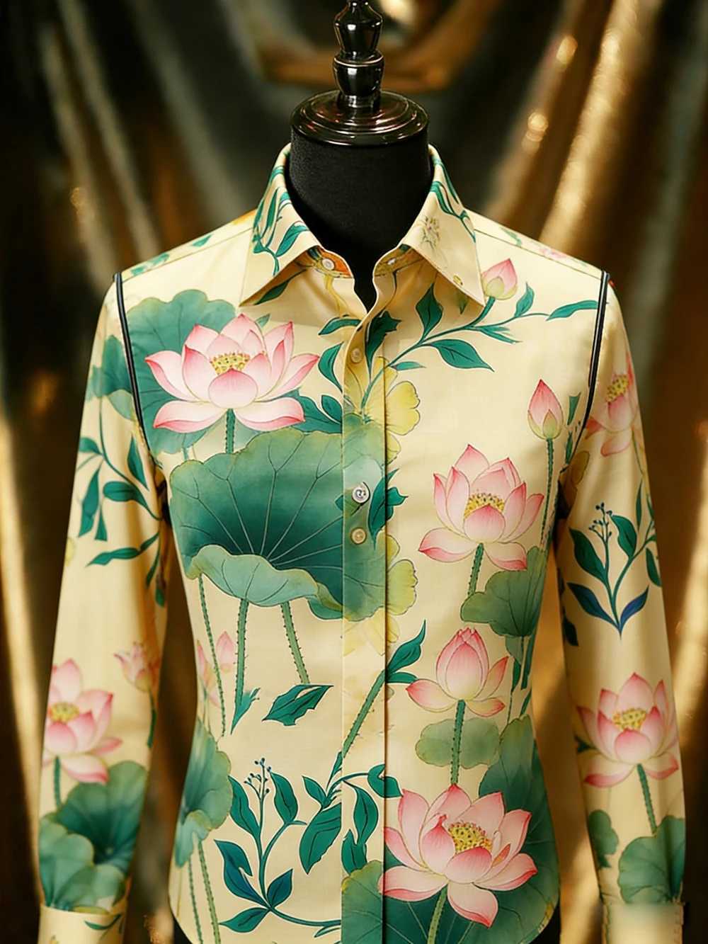 2026 Mens Light Color Fashion Casual Long Sleeve Shirt Plant Flower HD 3D Printed Shirt Hawaiian Vacation Party Mens Clothing M260305