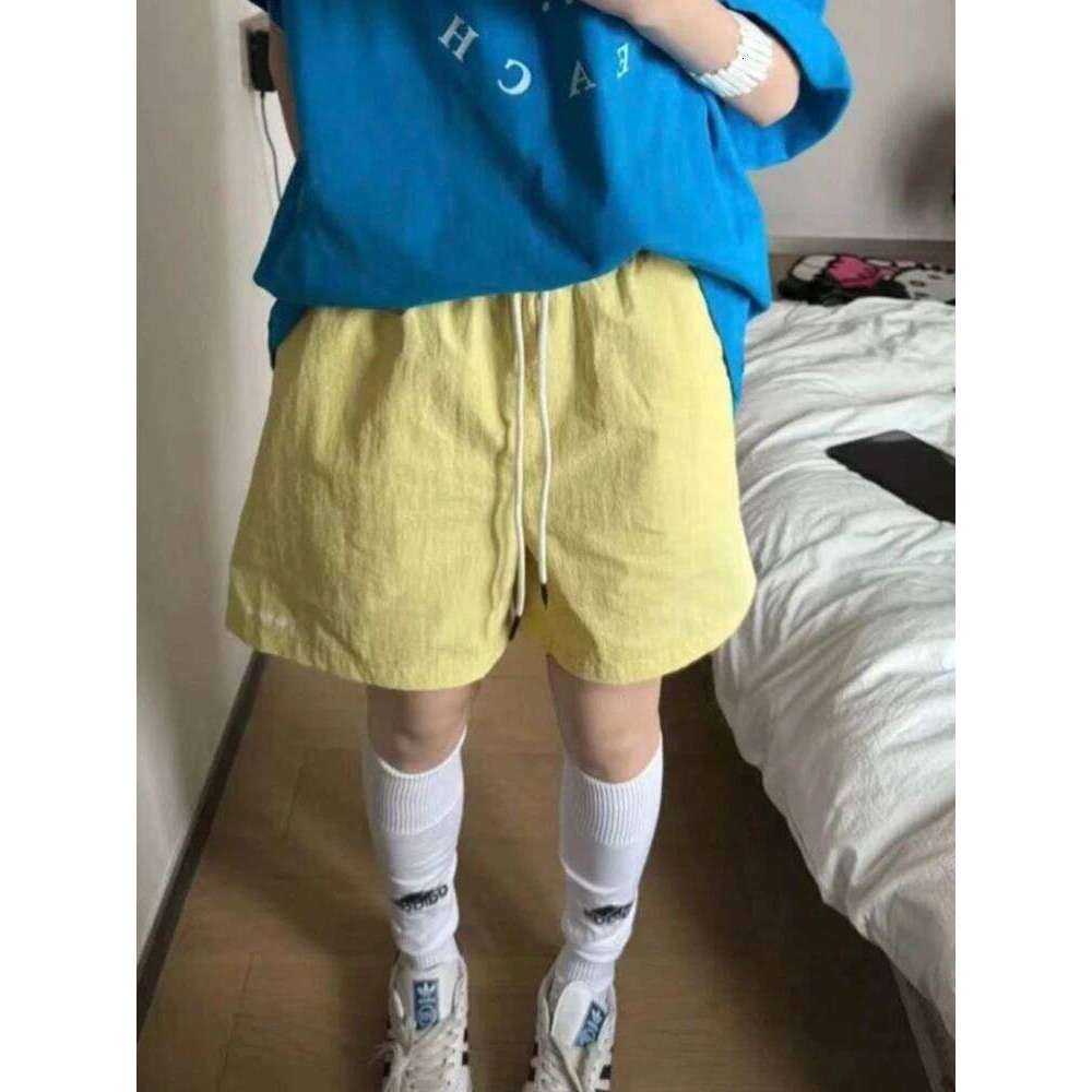 HOUZHOU Harajuku Blue for Women Korean Style Baggy Sport Short Pants Casual Fashion High Waist Retro Wide Leg Shorts XJ260305