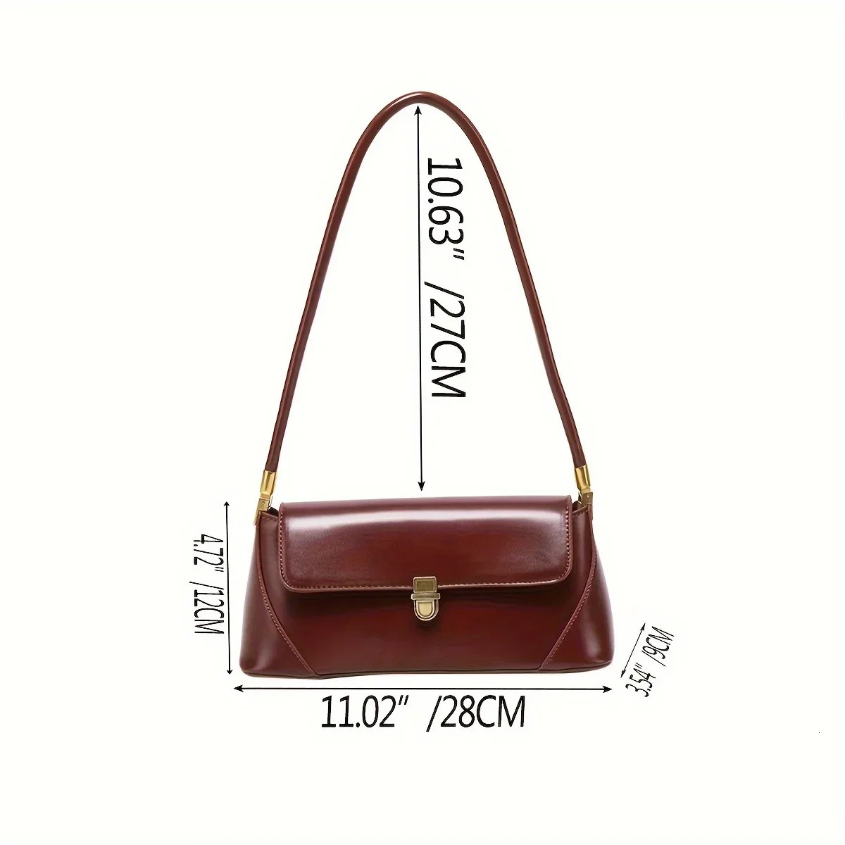 Vintage Womens Bag PU Material Shoulder Bag French Baguette Underarm Bag Hundred Commuting Handbag 260306