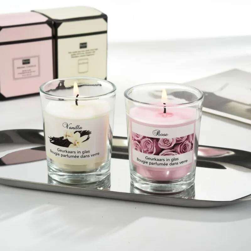 Scented Aromatic Guest Gift Lot Wedding Candles White In Glass Jars Luxury Candle For Home Decor W260304 W260305