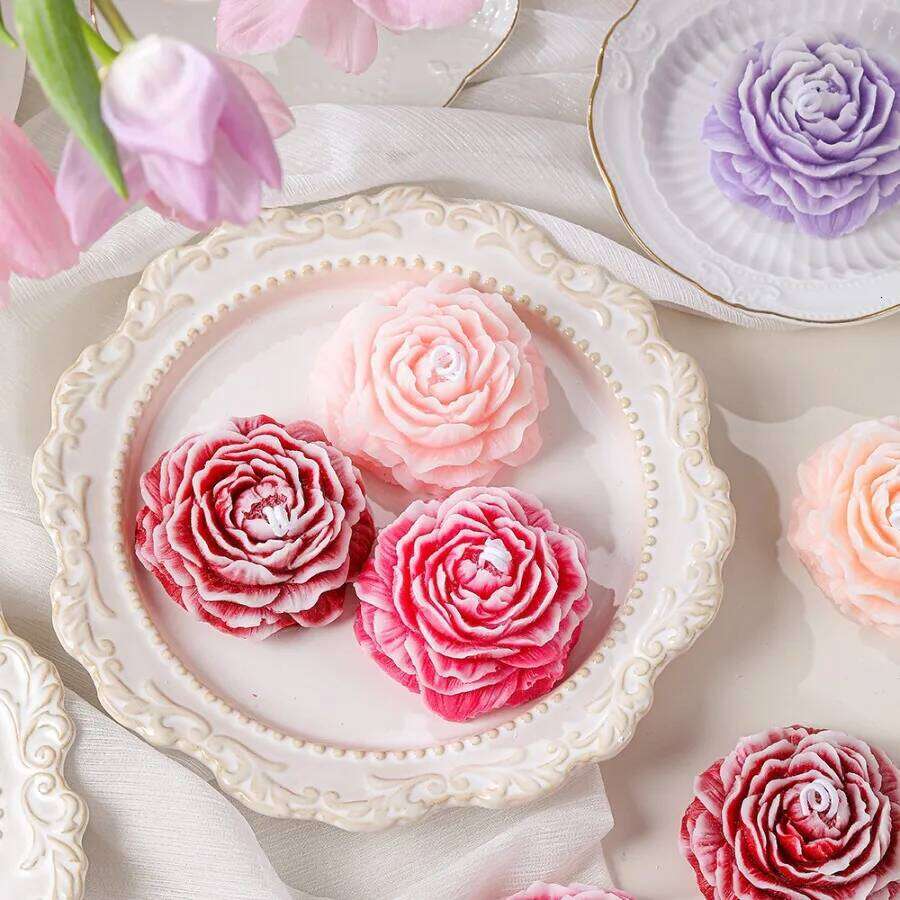 1pc Peony Flower Aromatherapy Candle Christmas Decoration Bridesmaid Box Packaging Birthday Wedding Favor Easter Gift W260304 W260305