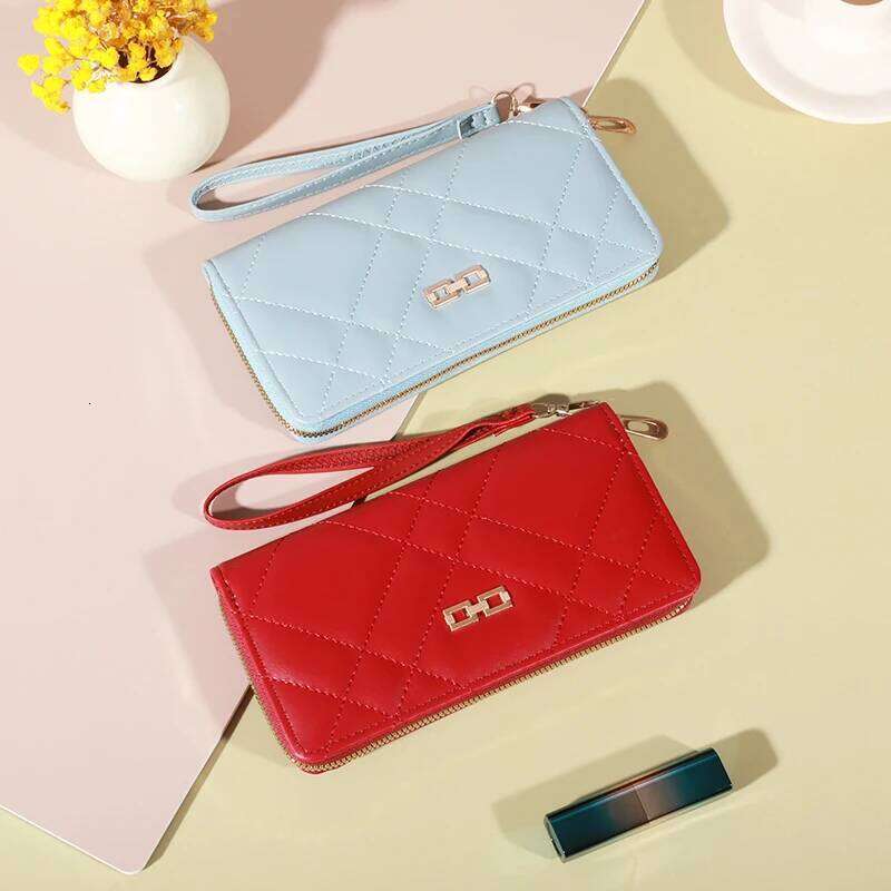 Zip Around Long Wallet, Women's Fashion Letter Detail Wristlet, Versatile Phone Wallet With Zipper Pocket C260304