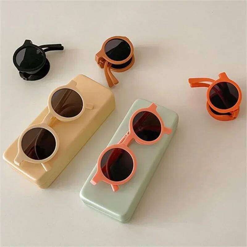 Foldable Kids Sunglasses Girls Boys Cute Round Sun Glasses Children Street Beat Eyeglasses Baby Shades Eyewears UV Protection Z260304