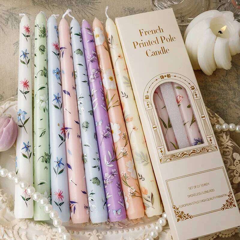 2pcs/box Flower Long Stick Scented Aromatherapy Soy Wax Candles Wedding Birthday Candle Party Home Decoration W260304 W260305