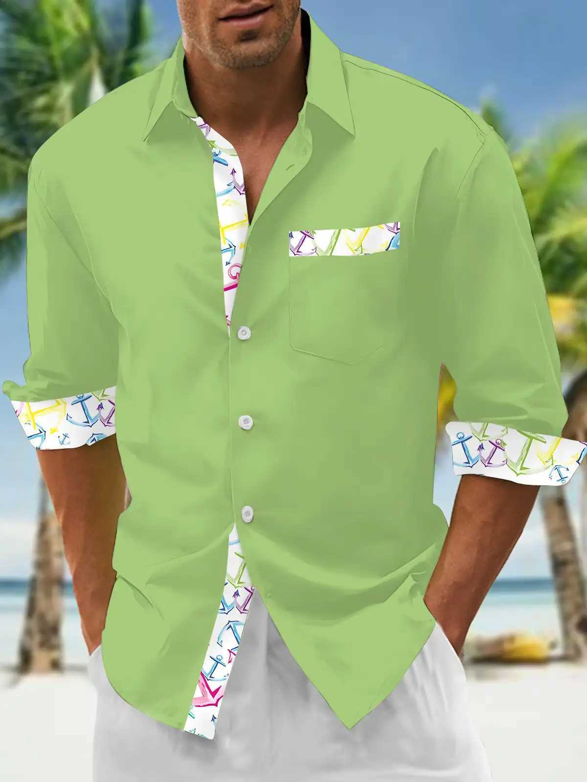 Mens shirts button down shirts casual shirts spring and summer printed long sleeves daily fashionable comfortable M260305