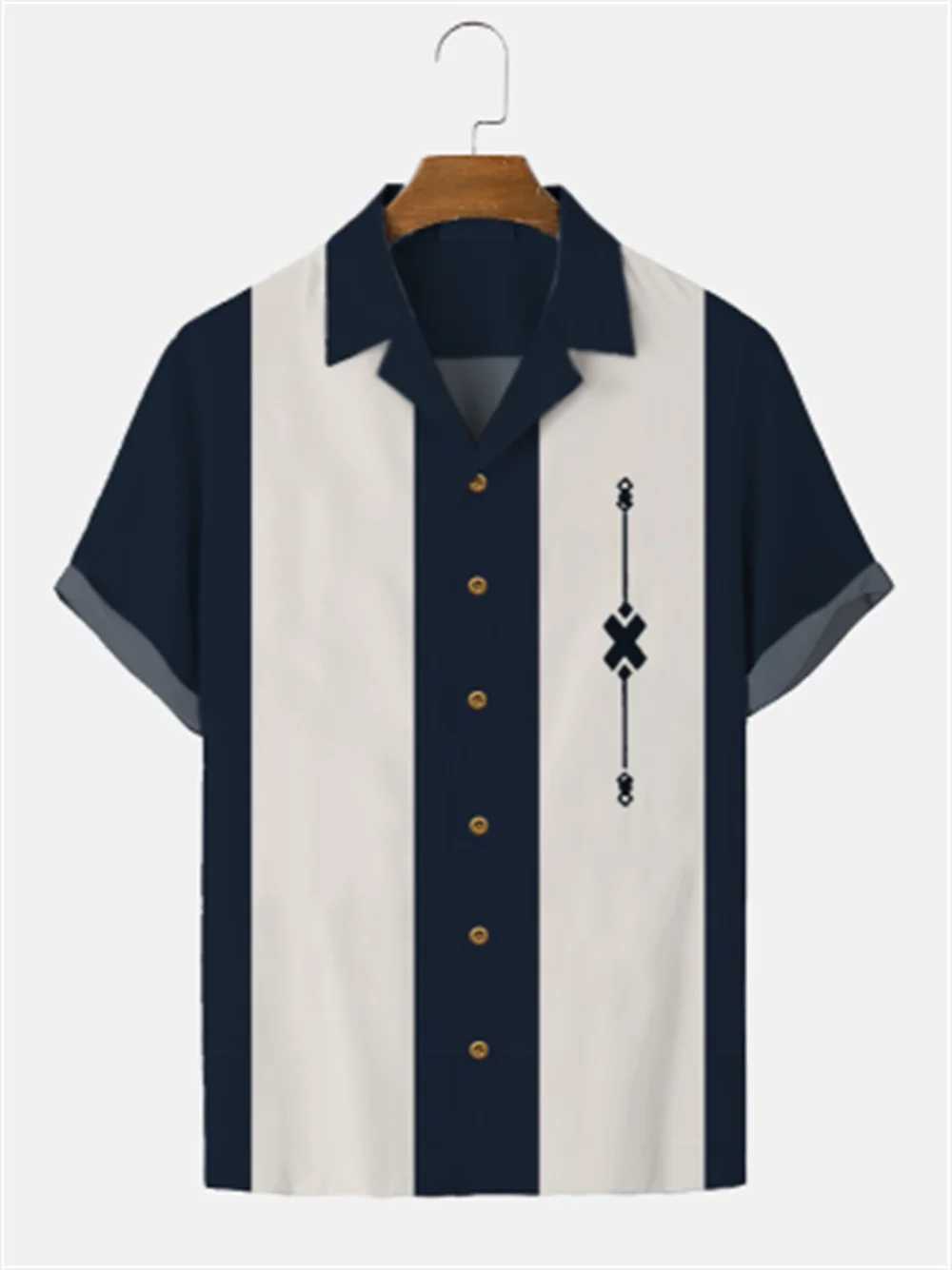 Simple Stripes Plain Shirts for Men CloTHing 3D Hawaiian Beach Shirts Summer Casual Short Sleeve Lapel Blouse Male Tops M260305