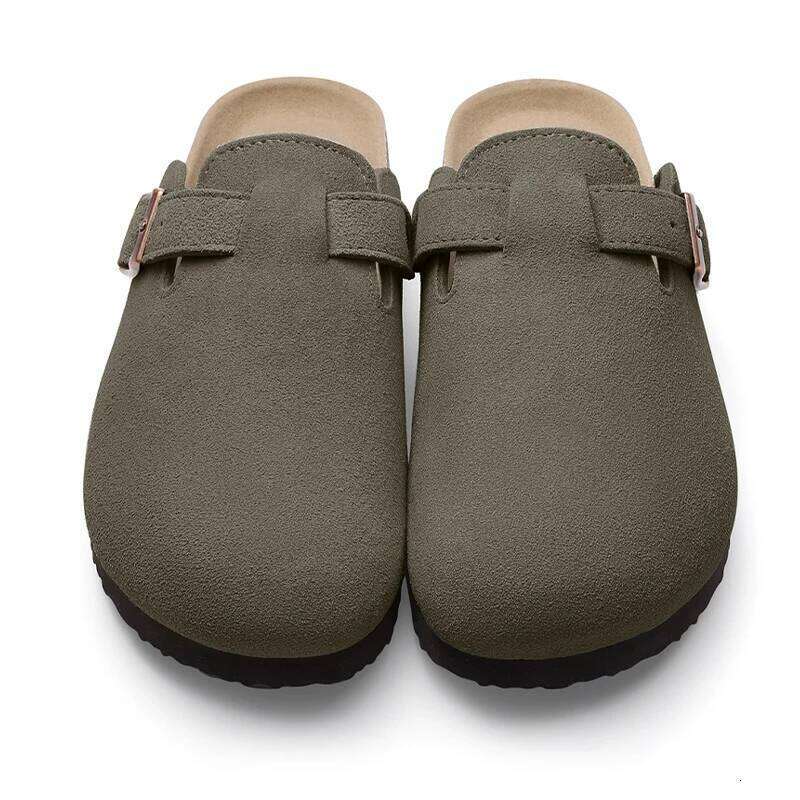 Kidmi Classic Genuine Suede Clogs Summer Men Beach Sandals Soft Nonslip Cork Slippers With Arch Support Slide