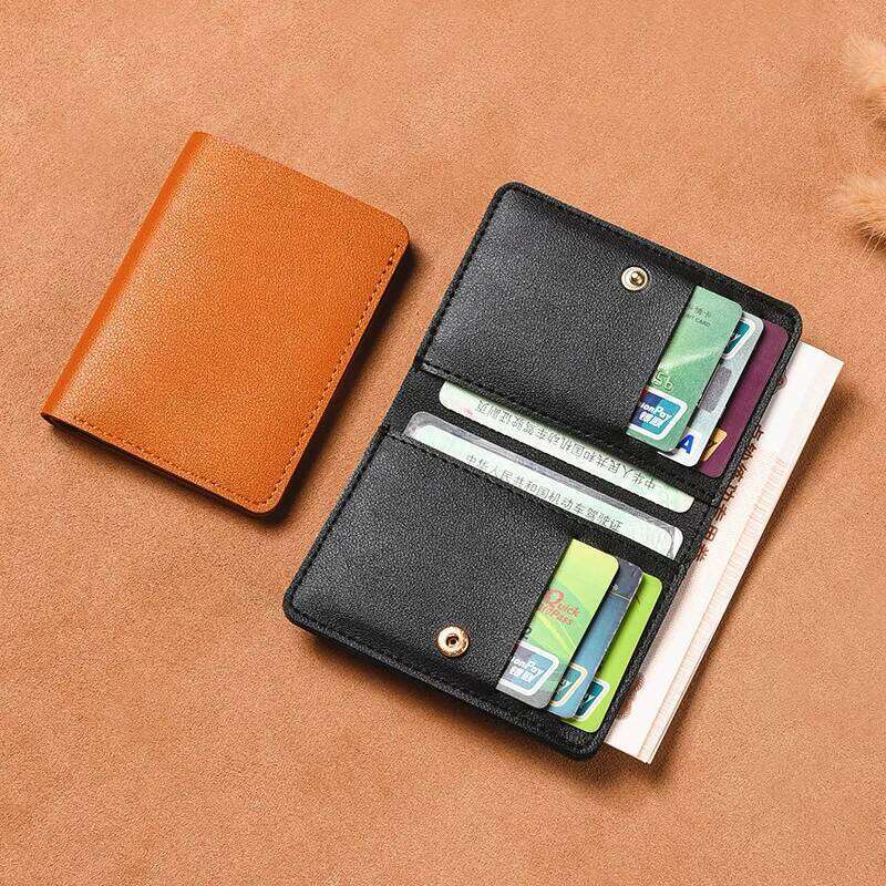 2024 New Women's Simplified Folding Button Small Driver's License Card Bag Male Student Soft Leather Wallet C260304