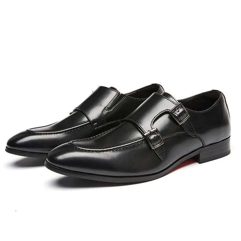 British Gentleman Monk Strap Loafers New Charm Black Brown Shoes for Men Designer Formal Wedding Prom Dress Homecoming Footwear