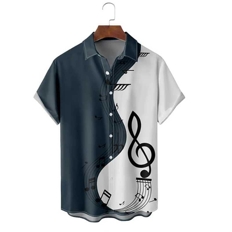 Mens shirt summer Hawaiian shirt pattern print music notes outdoor street short sleeved printed clothing fashion designer M260305