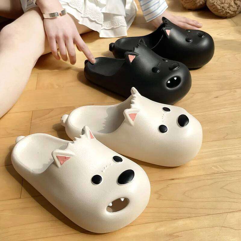 Summer Home Street Slippers For Women Men Cute Cartoon Dog Platform Shoes Soft EVA Slip-on Sandals Couples Indoor Beach Slides