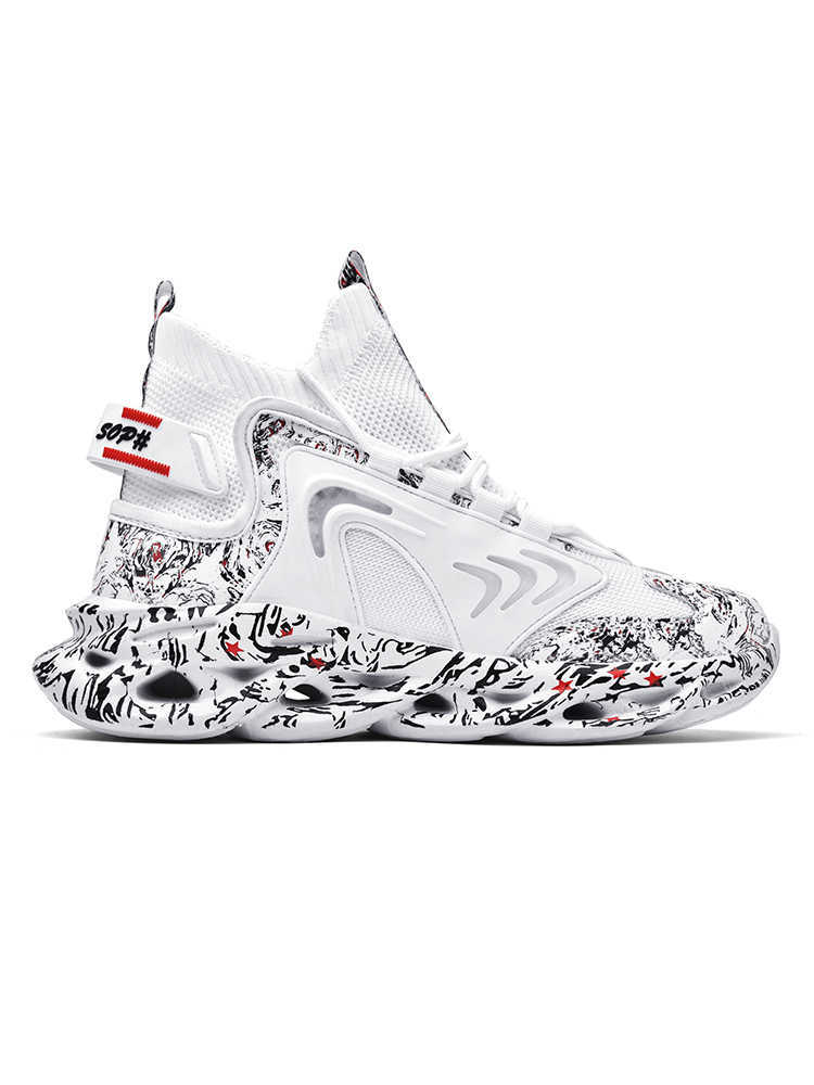 Casual Shoes Mens Designer Shoes High Quality Sports Running Shoes Fashion Outdoor Print Black White Air-cushioned Shoe 2106