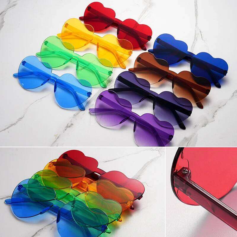 Free Shipping 2025 Color Heart Shape Ocean Personality Frameless Children's Fashion Candy Love Sunglasses Z260305