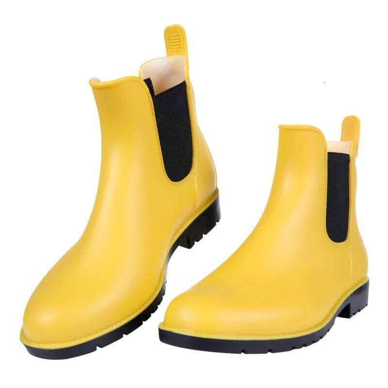 Kidmi Durable Chelsea For Women Nonslip Waterproof Rubber Pull On Shoes Comfortable Outdoor Women's Short Rain Boots