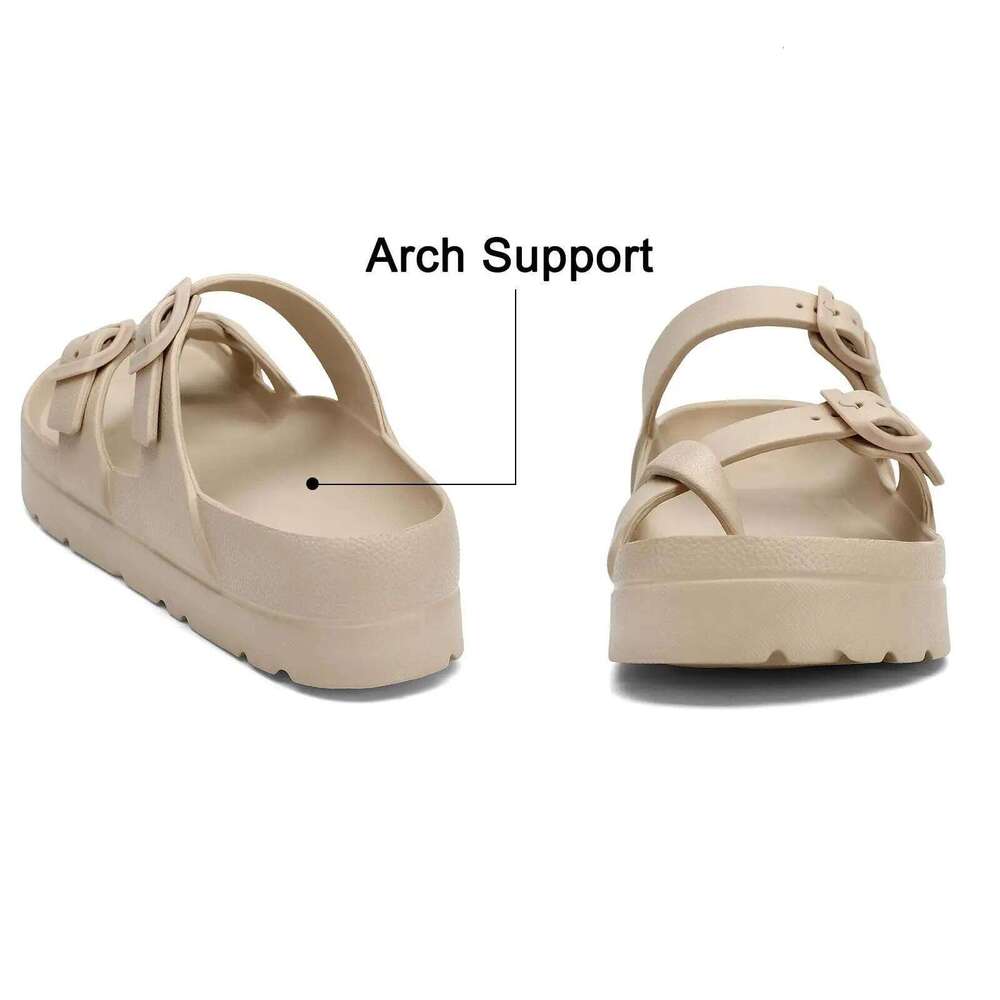 KIDMI New Womens Platform Comfort Beach Fashion Arch Support Cushion Slides Soft Light EVA Flat Sandals