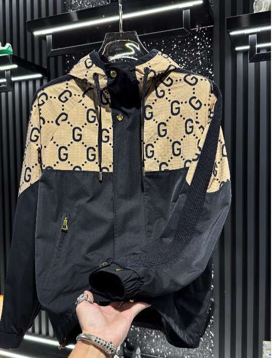 Men's High-End Patchwork Letter Print Casual Jacket, 2025 New Spring And Autumn Trendy Brand Thin Light Luxury Hooded Jacket
