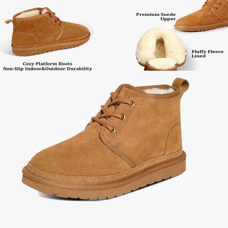 Kidmi New Winter Cozy Soft Soled Cotton Outdoor Keep Warm Non-slip Fur Lined Laces Short Ladies Snow Boots For Women