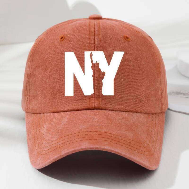 Unisex NY Goddess print soft top baseball cap, retro adjustable outdoor hat, suitable for sports, fishing, and hiking Y260304