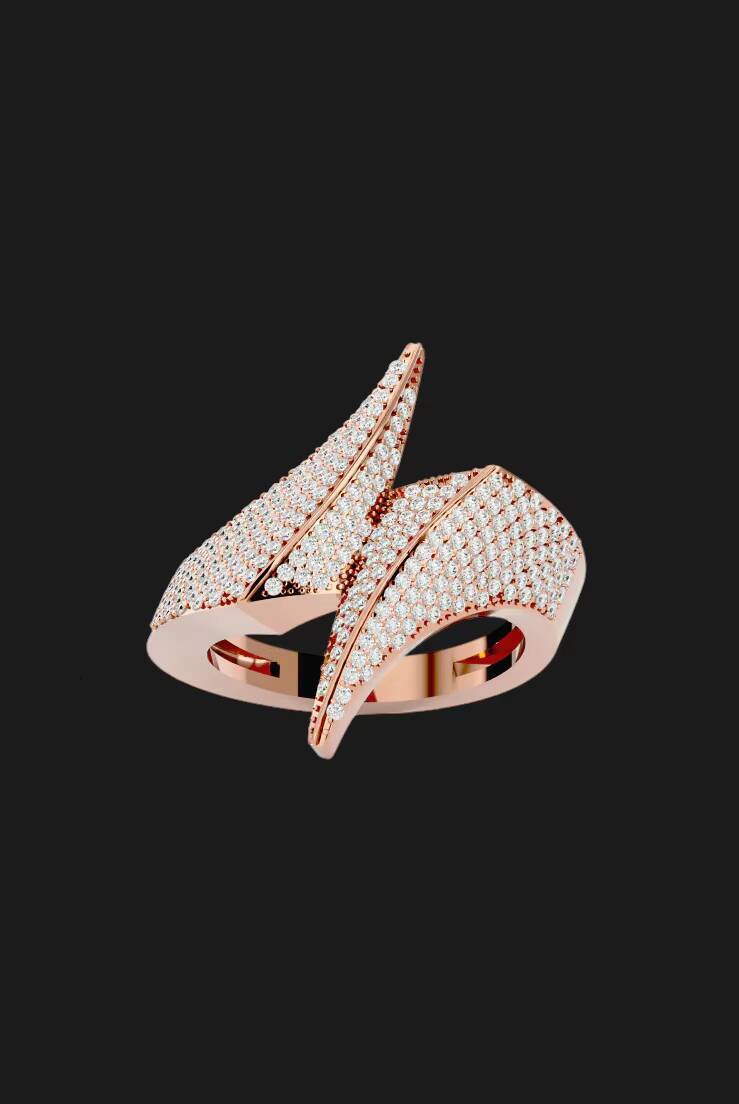 Twisted crossover moissanite band ring in polished silver tone crafted for elegant modern stylish hip hop jewellery wear