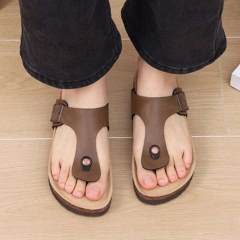Kidmi Womens Flip Flop With Adjustable Straps Metal Buckle New Summer Retro Sandals PVC Fashion Outdoor Beach Slippers