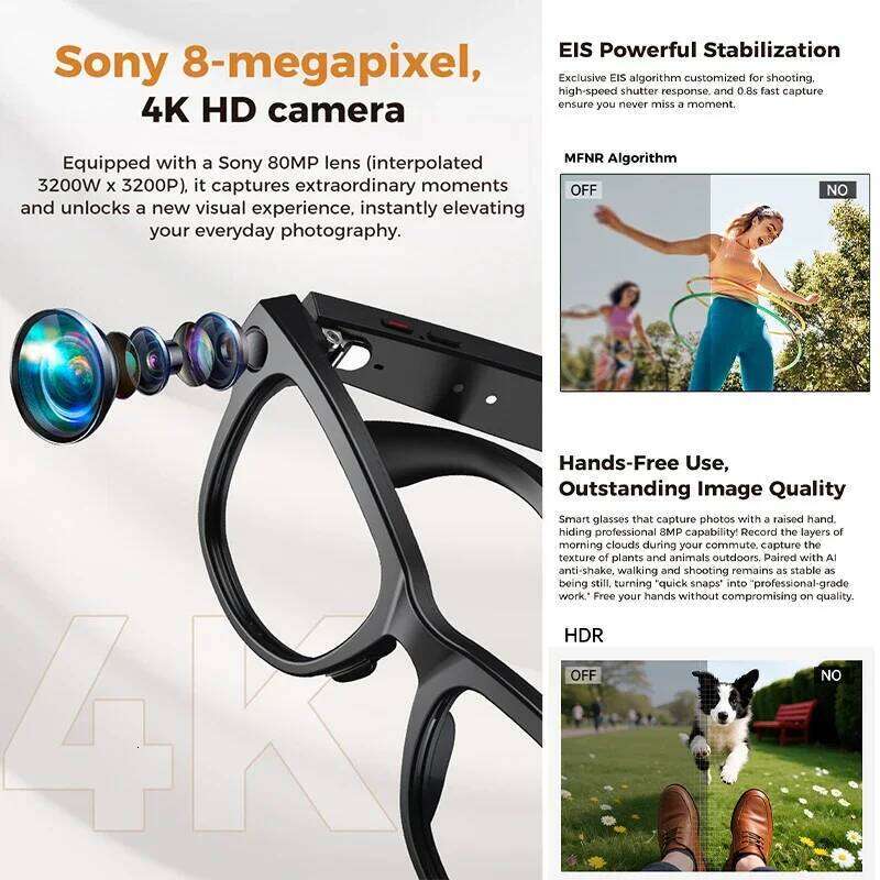 M02 Ultra 800W Smart Glasses Translator Photo Video Recording Music Playback With Charging Box Smartglasses Sunglasses Men Women