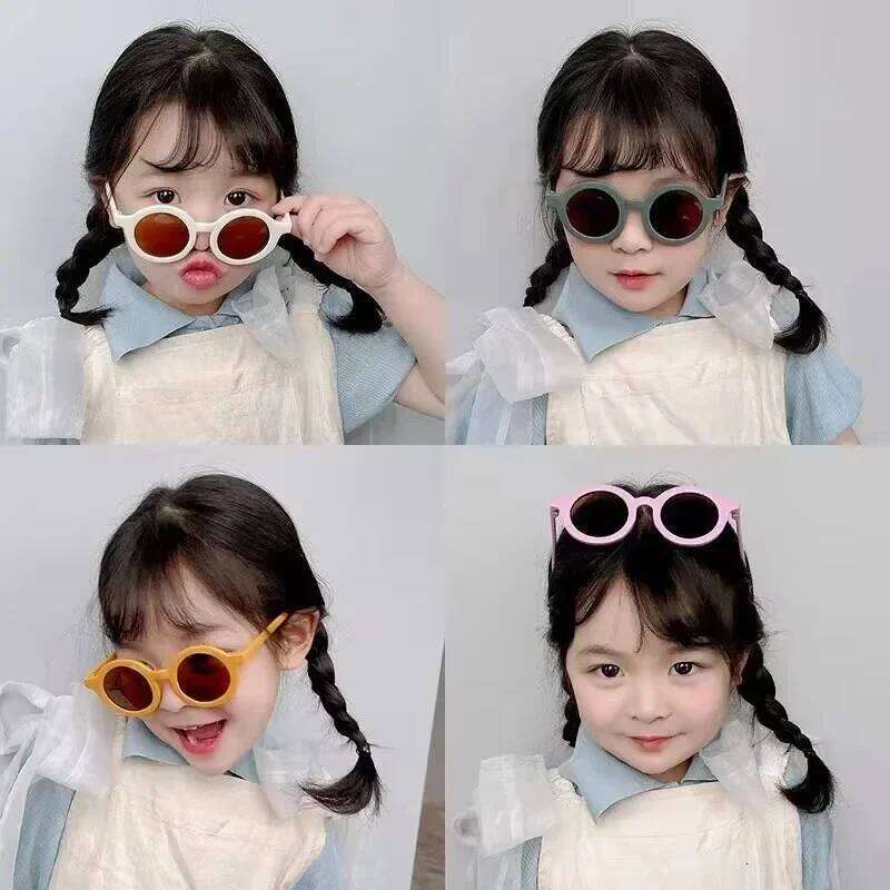 Kids Inset Style Round Frame 1-10 Year Old Baby Sunglasses Children's Shading Sun Protection UV400 Gafas De Sol Z260305