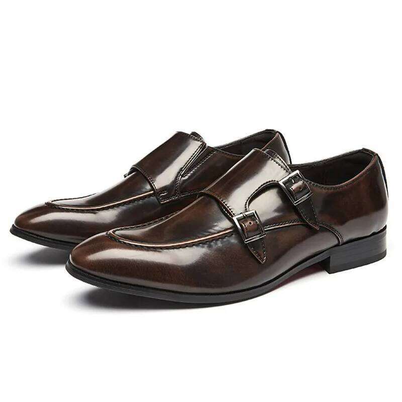 British Gentleman Monk Strap Loafers New Charm Black Brown Shoes for Men Designer Formal Wedding Prom Dress Homecoming Footwear