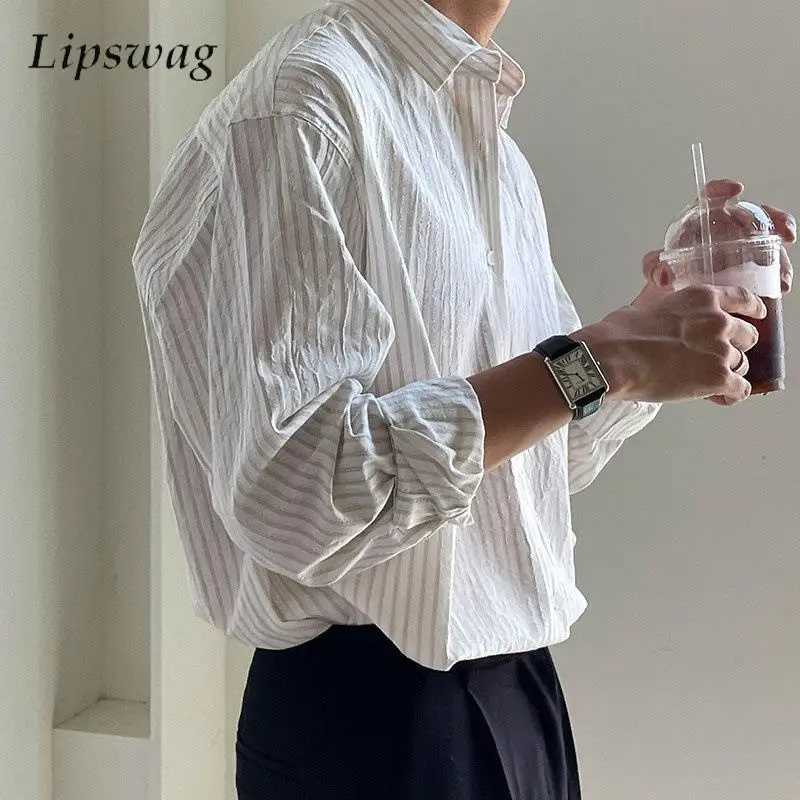 Old Money Style Mens Shirt 2025 Autumn Stylish Striped Printed Shirts Long Sleeve Button-up Turn-down Collar Mens Casual Shirt M260305