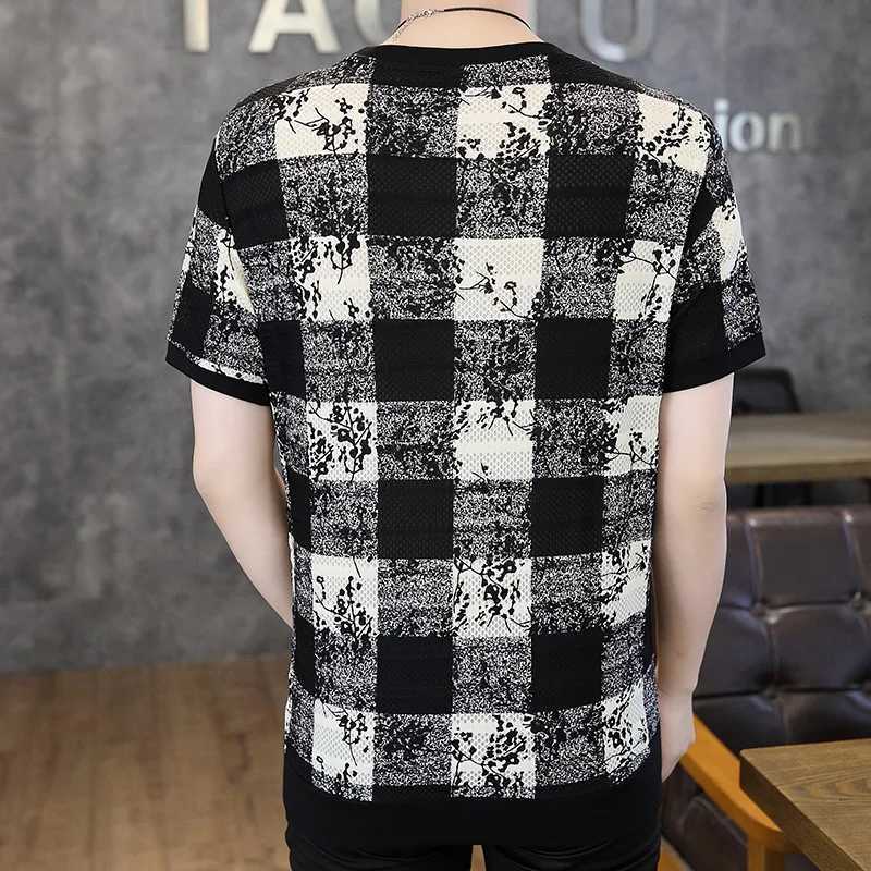 Plaid Letter Print Short Sleeve Mens T Shirts Designer Tees Round Neck Oversized Tops Men Oversize Fashion T-Shirts Tops M260305