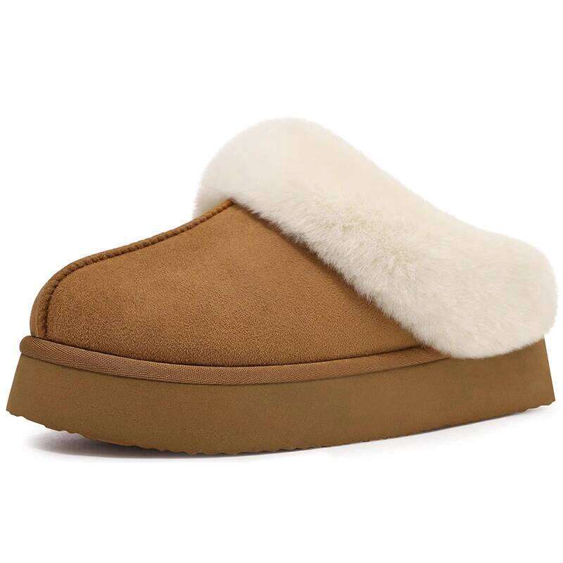 Kidmi New Fuzzy Platform Slippers Women Comfortable Winter House Shoes with Memory Foam Women's Cotton slippers